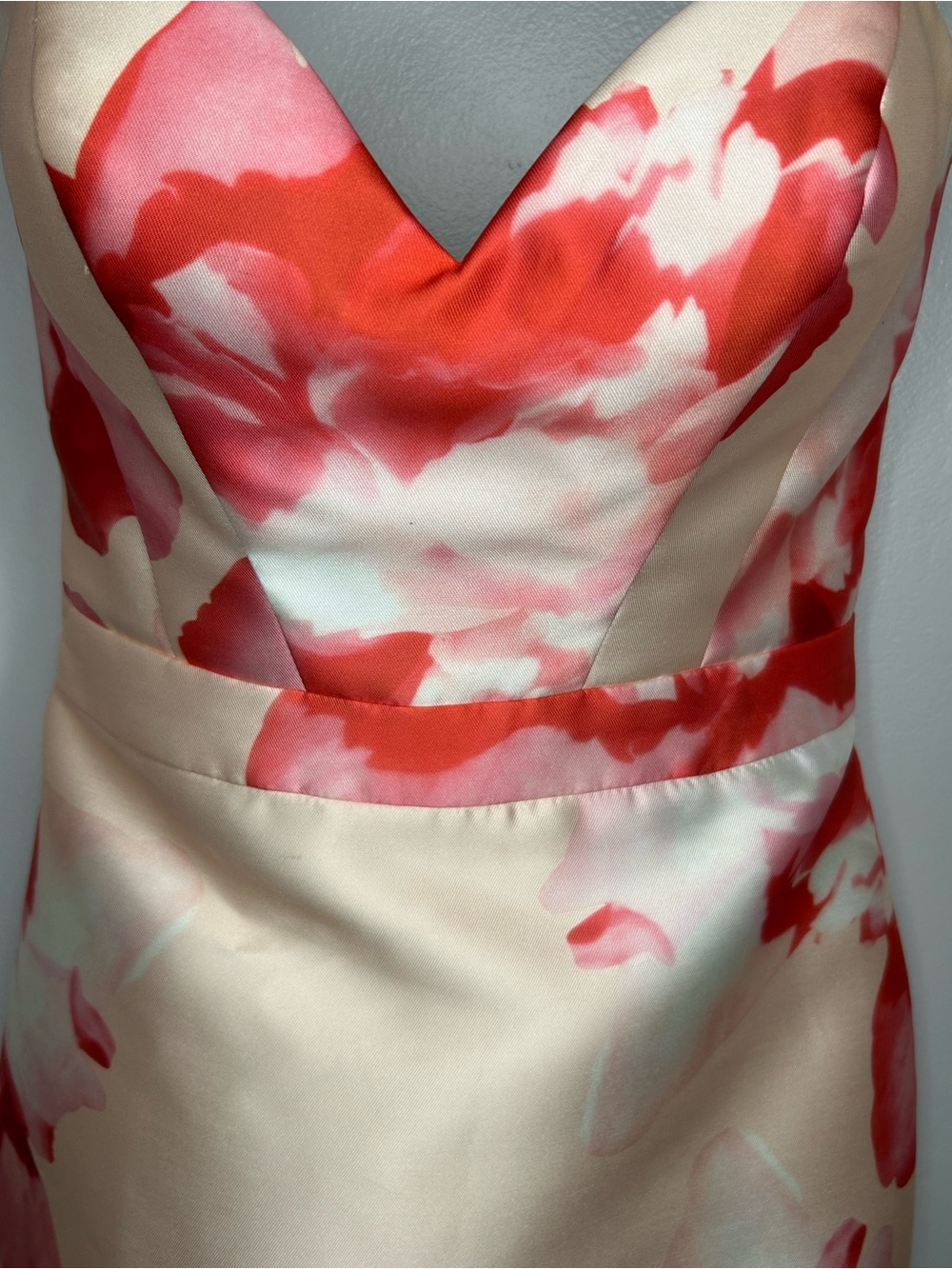 Mac Duggal Floral Satin High-Low Mermaid Formal Gown Sweetheart Neckline Size 10 - Picture 6 of 12